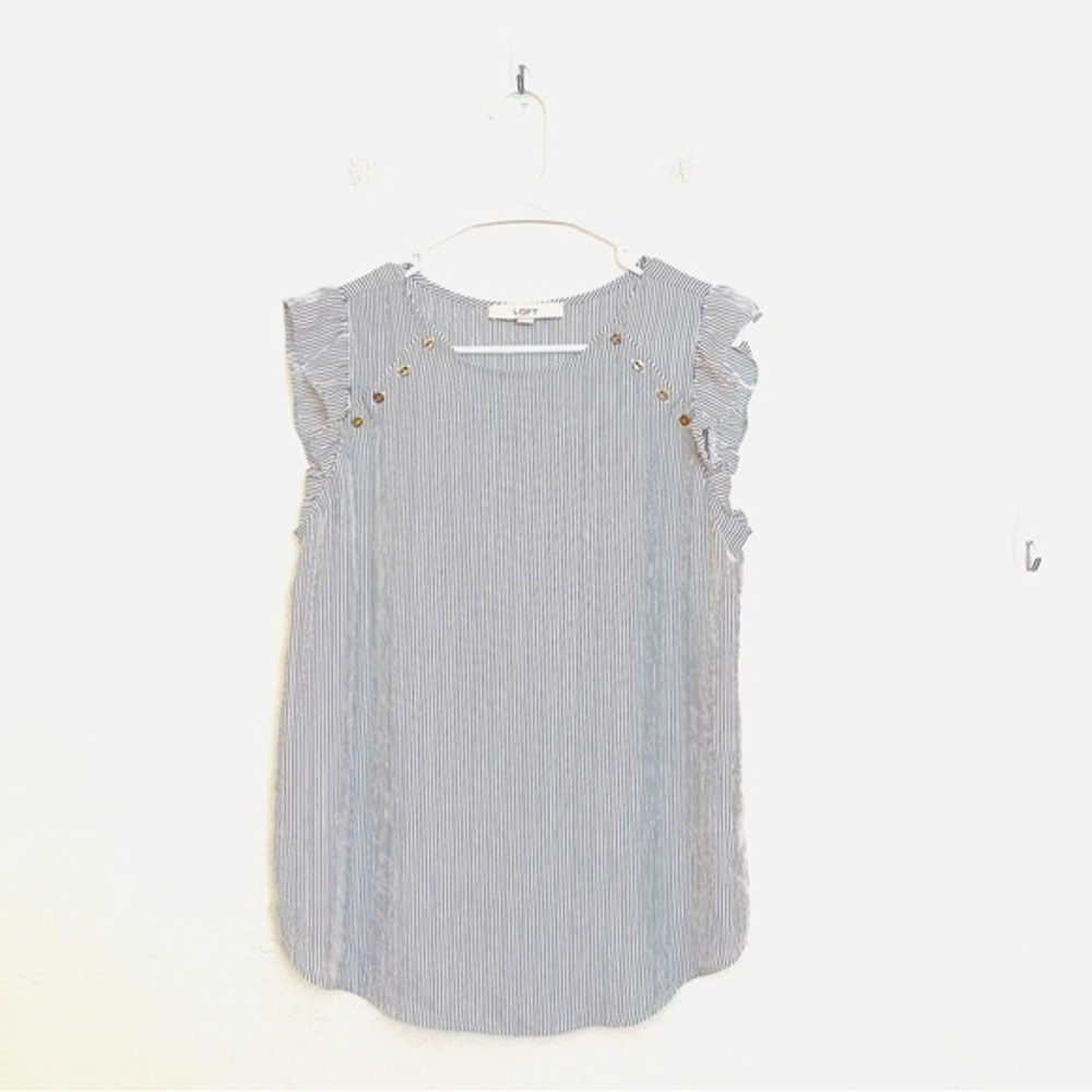 LOFT Blue and White Striped Blouse